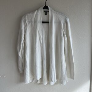 Eileen Fisher Sweater Womens Medium White Open Front Cardigan Tencel Minimalist